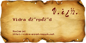 Vidra Árpád névjegykártya
