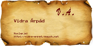 Vidra Árpád névjegykártya