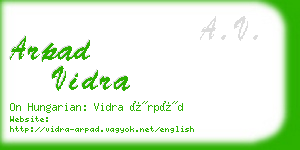 arpad vidra business card